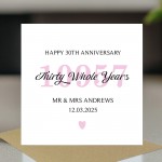 Personalised 30th Wedding Anniversary Card For Husband Wife