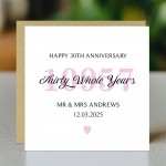 Personalised 30th Wedding Anniversary Card For Husband Wife