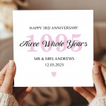 Personalised 3rd Wedding Anniversary Card For Husband Wife