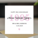 Personalised 3rd Wedding Anniversary Card For Husband Wife