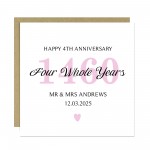 Personalised 4th Wedding Anniversary Card For Husband Wife