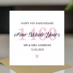 Personalised 4th Wedding Anniversary Card For Husband Wife