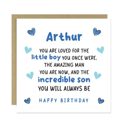 Son Birthday Card Personalised With Any Name Incredible Son Card