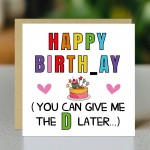 Funny Birthday Card For Husband Boyfriend Rude Happy Birthday