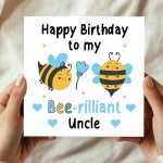 Happy Birthday To My Bee Rilliant Uncle Card With Kraft Envelope