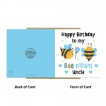 Happy Birthday To My Bee Rilliant Uncle Card With Kraft Envelope