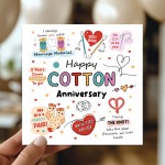 Funny 2nd Anniversary Card Cotton Anniversary Cards For Husband