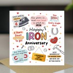 Happy Iron Anniversary Card For Husband Wife Card