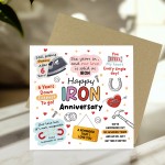 Happy Iron Anniversary Card For Husband Wife Card
