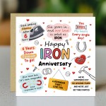 Happy Iron Anniversary Card For Husband Wife Card