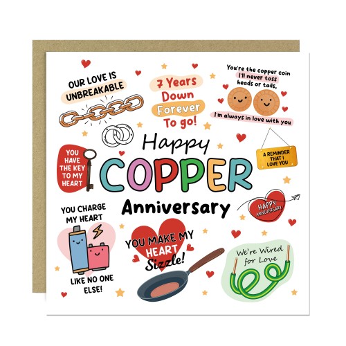 Funny 7th Anniversary Card Copper Anniversary Cards For Husband