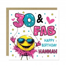 Personalised 30th Birthday Card For Women 30 And Fab For Mum