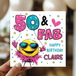 Personalised 50th Birthday Card For Women 50 And Fab For Mum