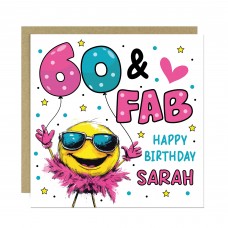 Personalised 60th Birthday Card For Women 60 And Fab For Mum