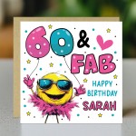 Personalised 60th Birthday Card For Women 60 And Fab For Mum