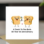 Funny Anniversary Card For Couple Toast To You 1st Anniversary