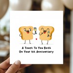 Funny Anniversary Card For Couple Toast To You 1st Anniversary