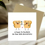 Funny Anniversary Card For Couple Toast To You 30th Anniversary