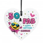 Personalised 50th Birthday Gift For Women Heart 50 And Fab