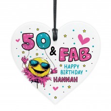 Personalised 50th Birthday Gift For Women Heart 50 And Fab