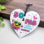 Personalised 50th Birthday Gift For Women Heart 50 And Fab