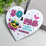 Personalised 50th Birthday Gift For Women Heart 50 And Fab