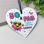 Personalised 50th Birthday Gift For Women Heart 50 And Fab