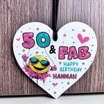 Personalised 50th Birthday Gift For Women Heart 50 And Fab