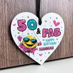 Personalised 50th Birthday Gift For Women Heart 50 And Fab