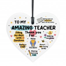 Thank You Gift For AMAZING Teacher Hanging Heart Thank You Gifts