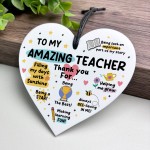Thank You Gift For AMAZING Teacher Hanging Heart Thank You Gifts