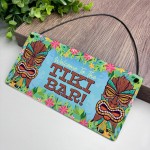 Welcome To The Tiki Bar Sign For Home Bar Hanging Wall Door Sign