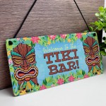 Welcome To The Tiki Bar Sign For Home Bar Hanging Wall Door Sign