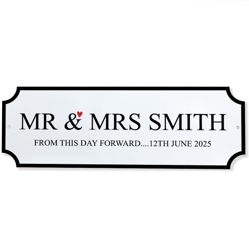 Personalised Street Signs Mr & Mrs Wedding Sign Vintage Style In