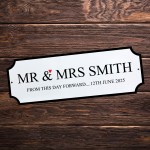 Personalised Street Signs Mr & Mrs Wedding Sign Vintage Style In