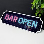 Bar Open Sign NEON EFFECT Home Bar Sign Man Cave Decor Pub
