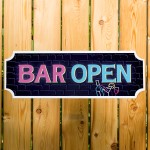 Bar Open Sign NEON EFFECT Home Bar Sign Man Cave Decor Pub