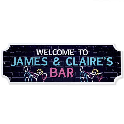 Personalised Bar Sign NEON EFFECT Home Bar Sign Man Cave Decor