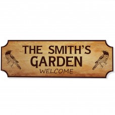 Personalised Garden Sign Welcome Rustic Plaque Outside Garden De