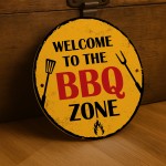 Welcome To The BBQ Zone Plaque For Garden BBQ Signs And Plaques