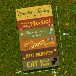Garden Sign For Outside Funny Garden Rules Sign 22x12cm Acrylic 