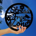 Garden Sign Stress Free Zone Wall Mounted Outdoor Garden Shed 