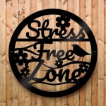 Garden Sign Stress Free Zone Wall Mounted Outdoor Garden Shed 