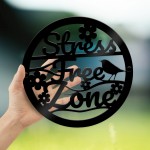 Garden Sign Stress Free Zone Wall Mounted Outdoor Garden Shed 