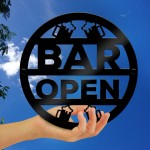 Bar Open Sign Wall Decor For Home Bar Man Cave Garden 23x23cm