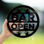 Bar Open Sign Wall Decor For Home Bar Man Cave Garden 23x23cm