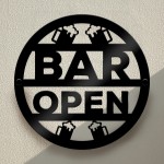 Bar Open Sign Wall Decor For Home Bar Man Cave Garden 23x23cm