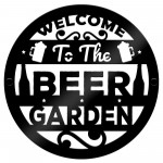 Beer Garden Welcome Signs For Outside Home Bar Pub 23x23cm