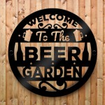 Beer Garden Welcome Signs For Outside Home Bar Pub 23x23cm