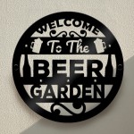 Beer Garden Welcome Signs For Outside Home Bar Pub 23x23cm